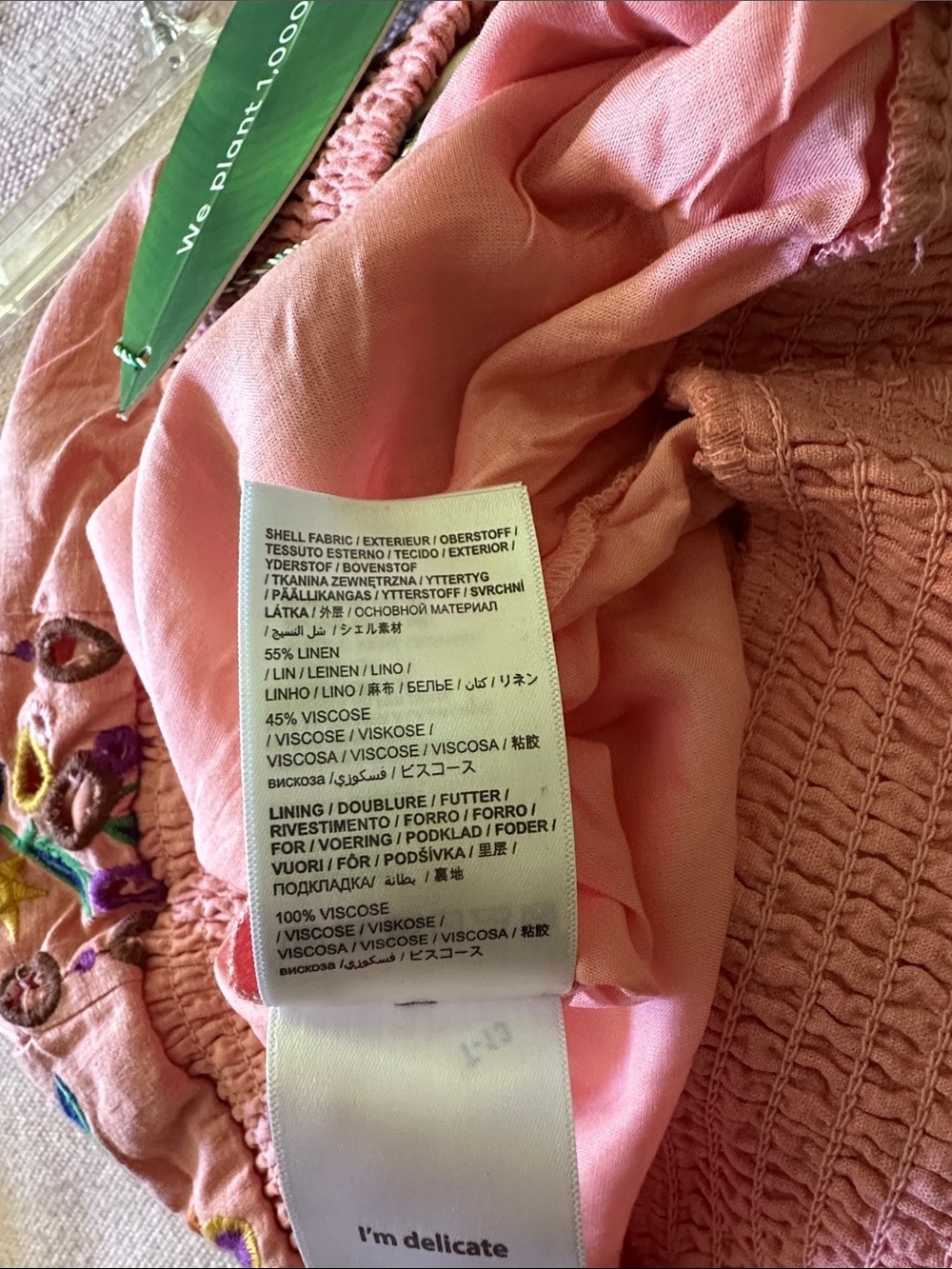 FarmRio Pink Embroidered Floral Beach Pants - Picture 4 of 4